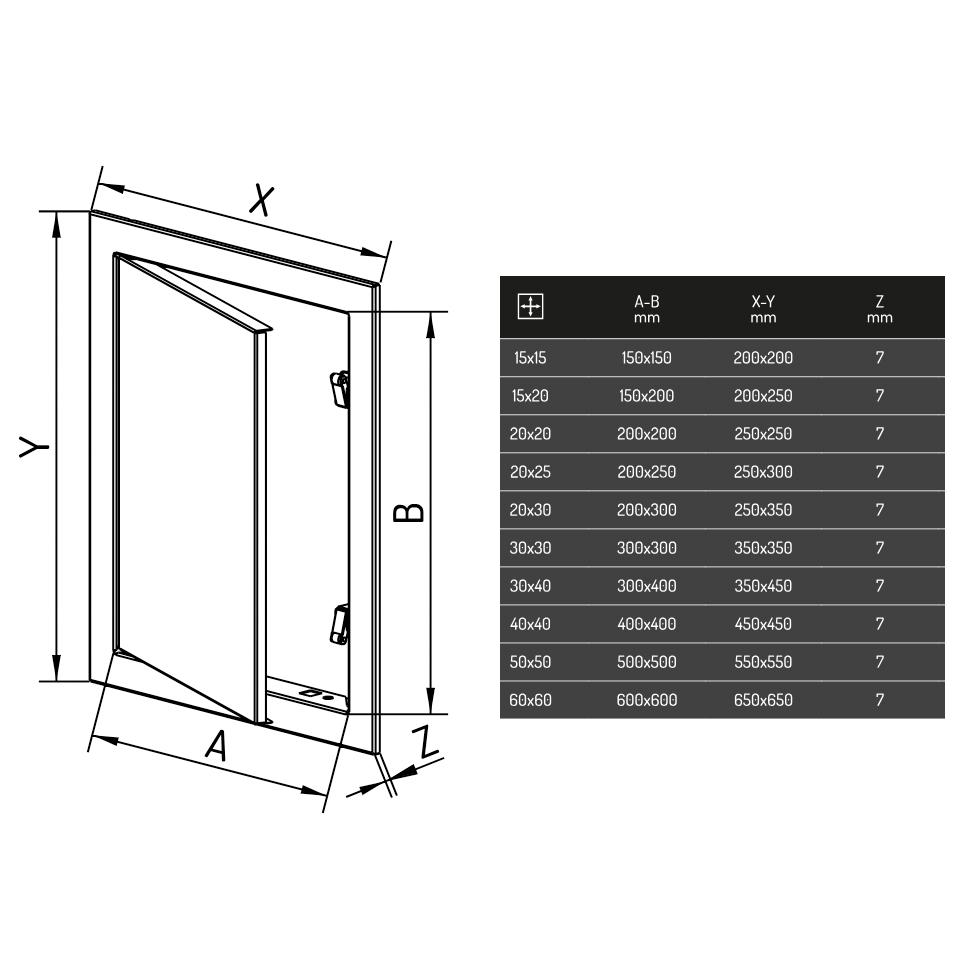 White Metal Inspection Door 150X200 Mm