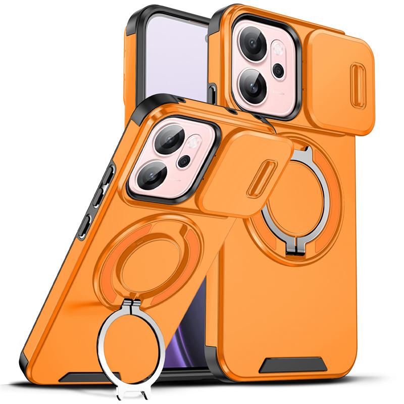 Funda For OPPO Reno 14F 5G Case Armor Slide Camera Lens Protection Back Cover Reno14F Reno14 F 5G Car Magnetic Ring Holder Coque