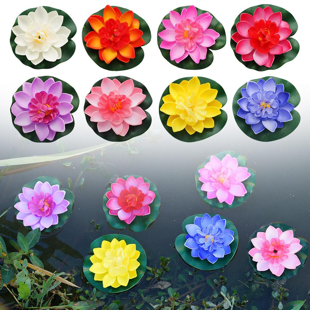 Lotus Artificial Flower Floating Fake Lotus Plant Lifelike Water Lily Micro Landscape Pond Garden Decor Fish Tank Fake Flower