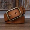 Thickened High Quality Pure Cowhide Copper Buckle Genuine Leather Belt Men's Retro Versatile Jeans Belt
