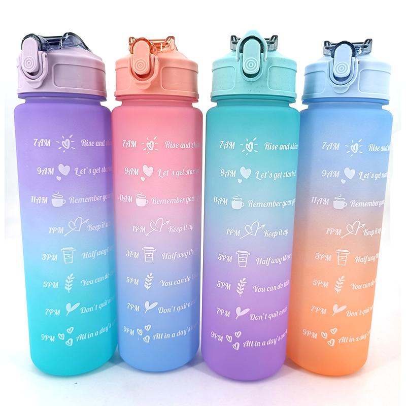

750ML Water Bottle Motivational Drinking Bottle Sports Water Bottle With Time Marker Stickers Portable Reusable Plastic Cups