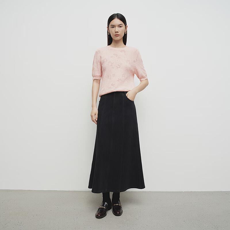 Broadcast Women's Retro A-Line Denim Mid-Length Skirt