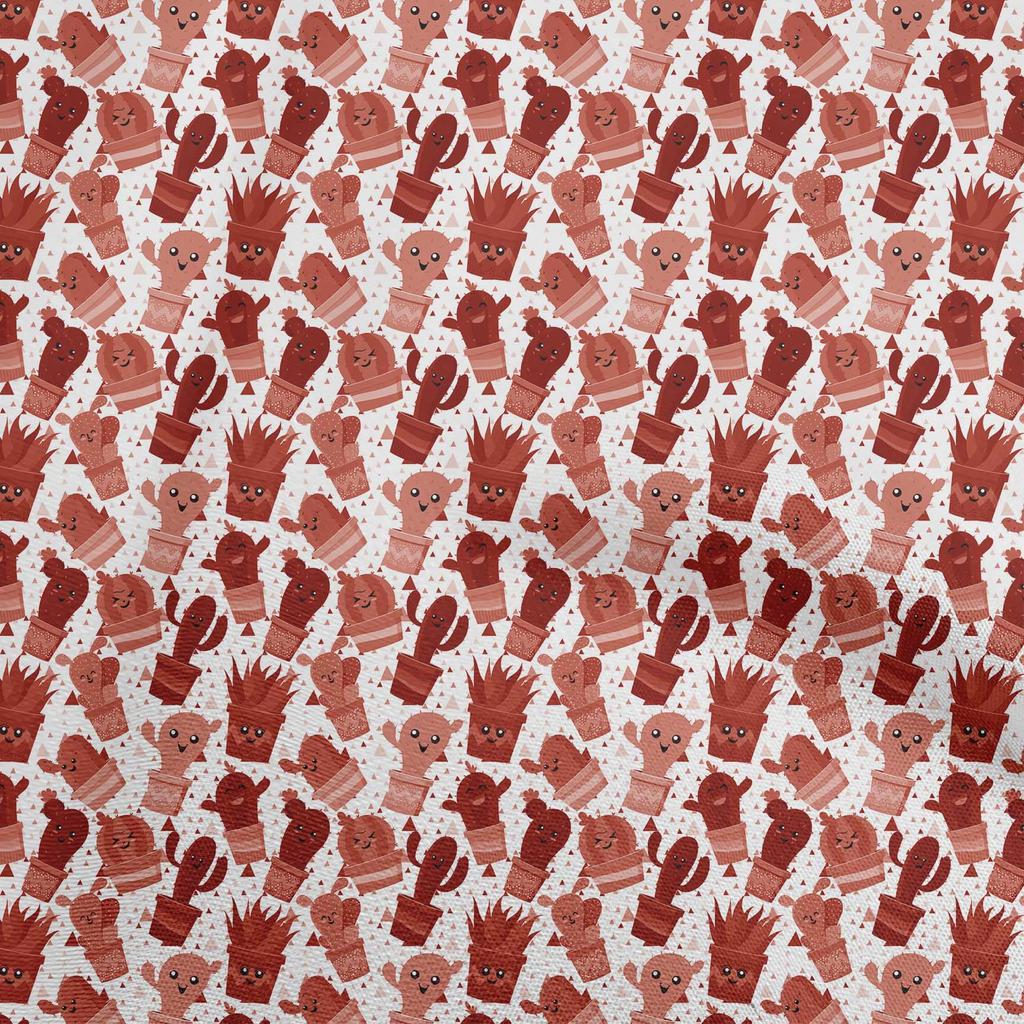 oneOone Baumwoll-Flex Staubiges Türkisgrünes Gewebe Asiatischer Kawaii Kaktus Mit Geometrischem Stoff Zum Nähen Gedruckter Bastelstoff Pro Meter 40 Zoll