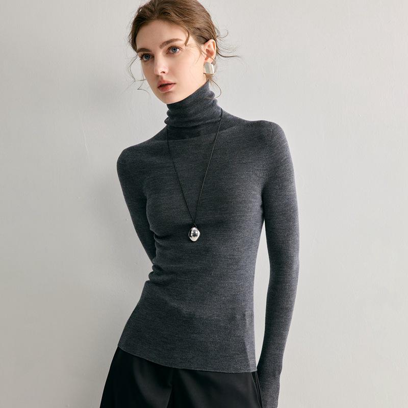 Spring 2026 Slim Fit Women's Elegant Layered Neck Wool Sweater