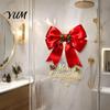 Seasonal Home Decoration Christmas Bow Window Sticker, Red Static Cling, Waterproof Holiday Glass Clings Removable PVC Decal for Windows Doors Decals
