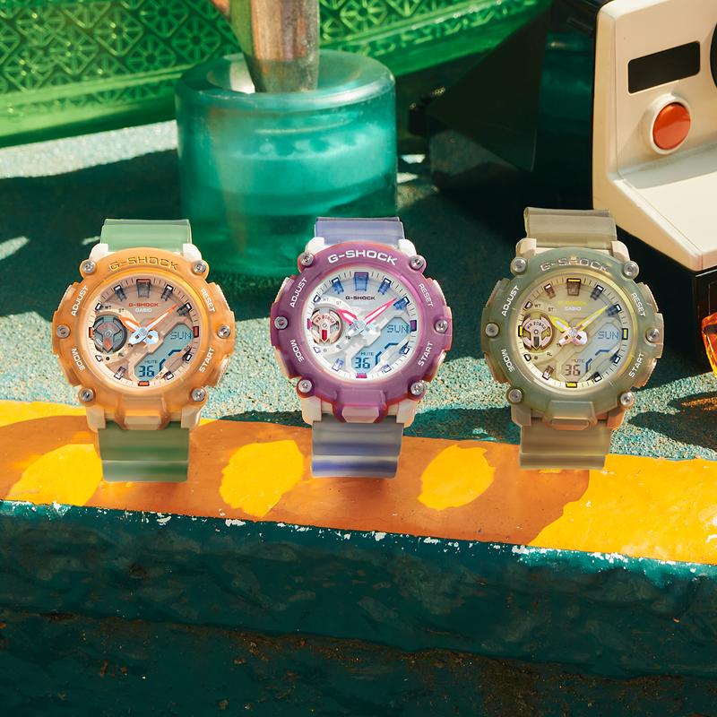 Casio 200 Meters Waterproof Quartz Resin Strap Women's Watch Orange Dial GMA-S2200PE