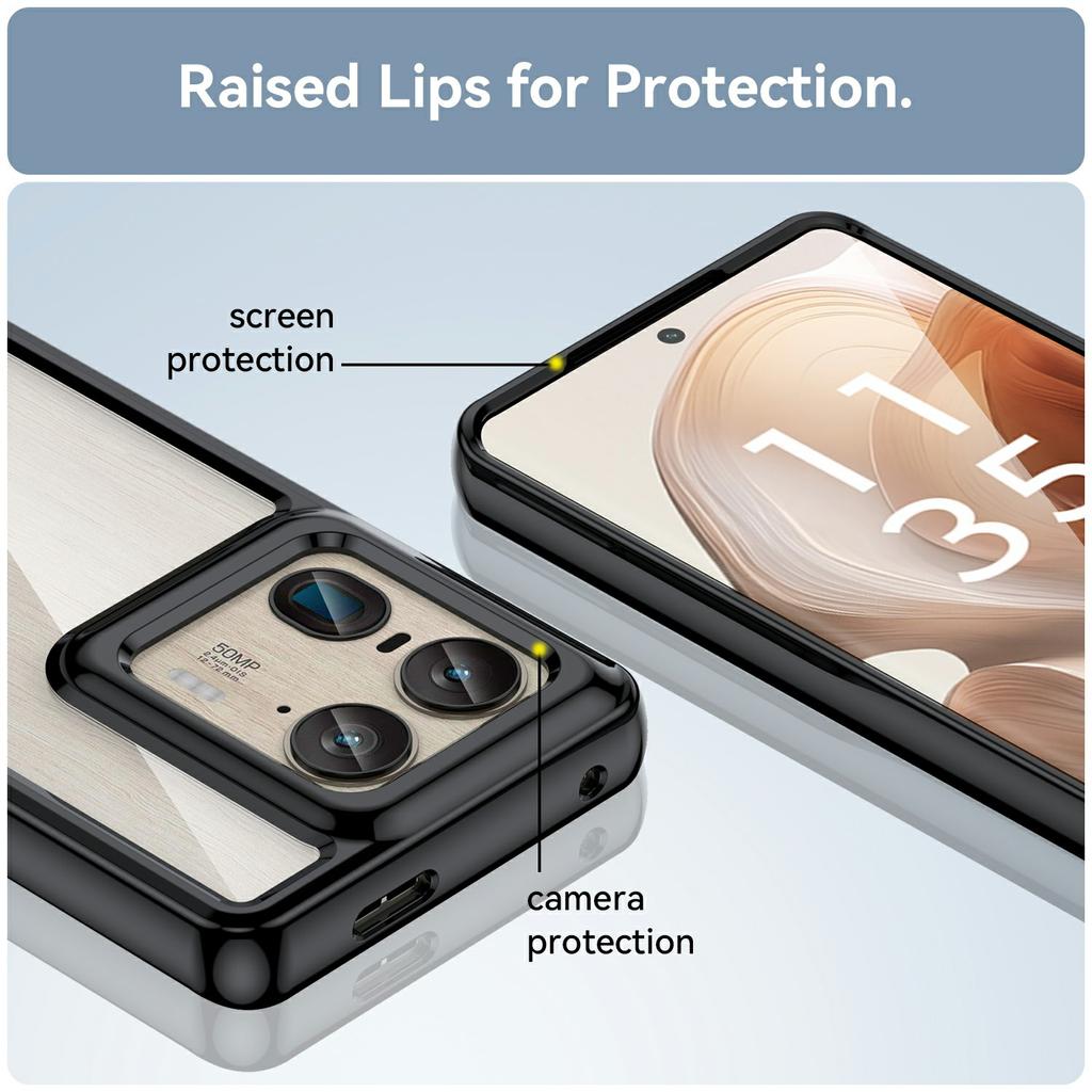 Dla Motorola Edge 50 Ultra 5G/Moto X50 Ultra 5G Etui TPU +Akrylowe Ochronne Przezroczyste Etui na Telefon