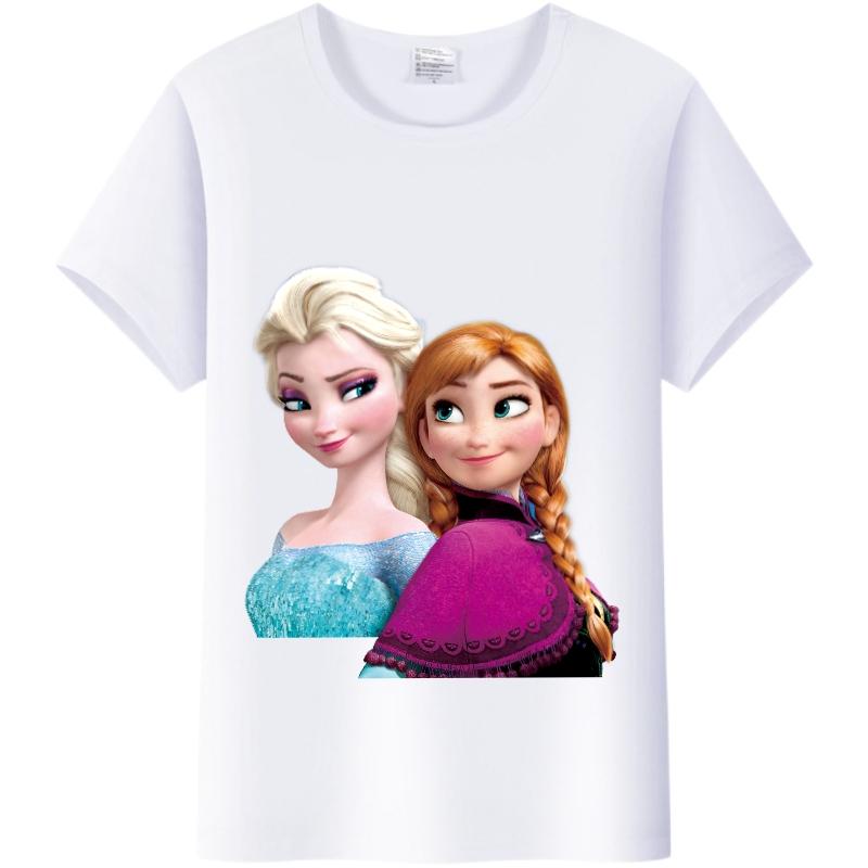 Vintage Disney Cartoon Woman Summer Tees Frozen Elsa Anna Princess Top White Ladies T-Shirts 90S Clothes Plus Size Gothic Blouse