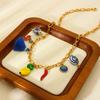 European and American fashion ceramic cherry pepper fringed DIY pendant necklace plated with 18k gold stainless steel waterproof jewelry accessories