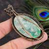 Natural Variscite Gemstone Handmade Copper Wire Wrap Gift Pendant 3.15 M5R51