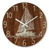 8" Silent Luminous Wall Clock, Wood Grain MDF, Fluorescent Quartz Clock