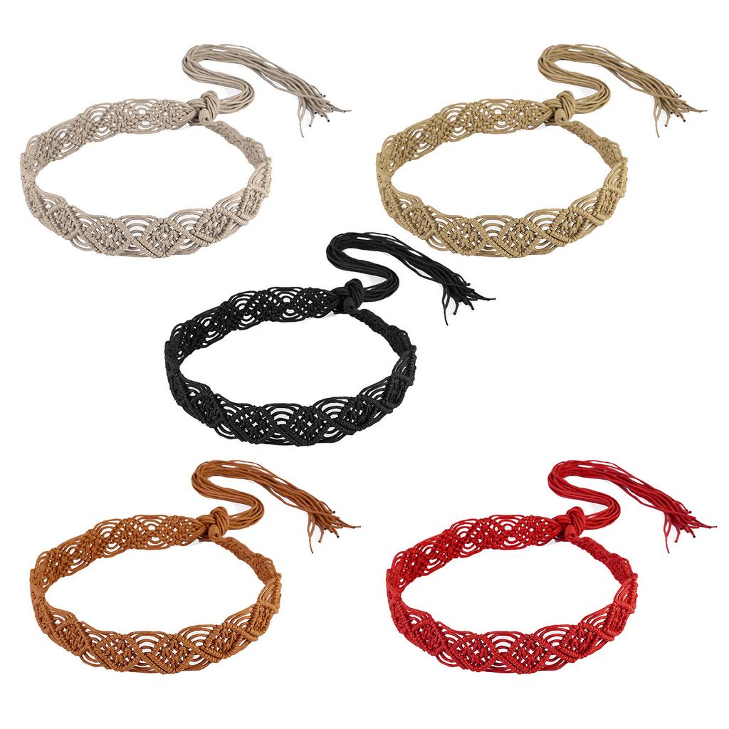 Fashion Woven Rope Belt Crochet Travel Waiststrap Girl Waist Ornament Accessories Ethnic Waist Belt Women Waiststrap