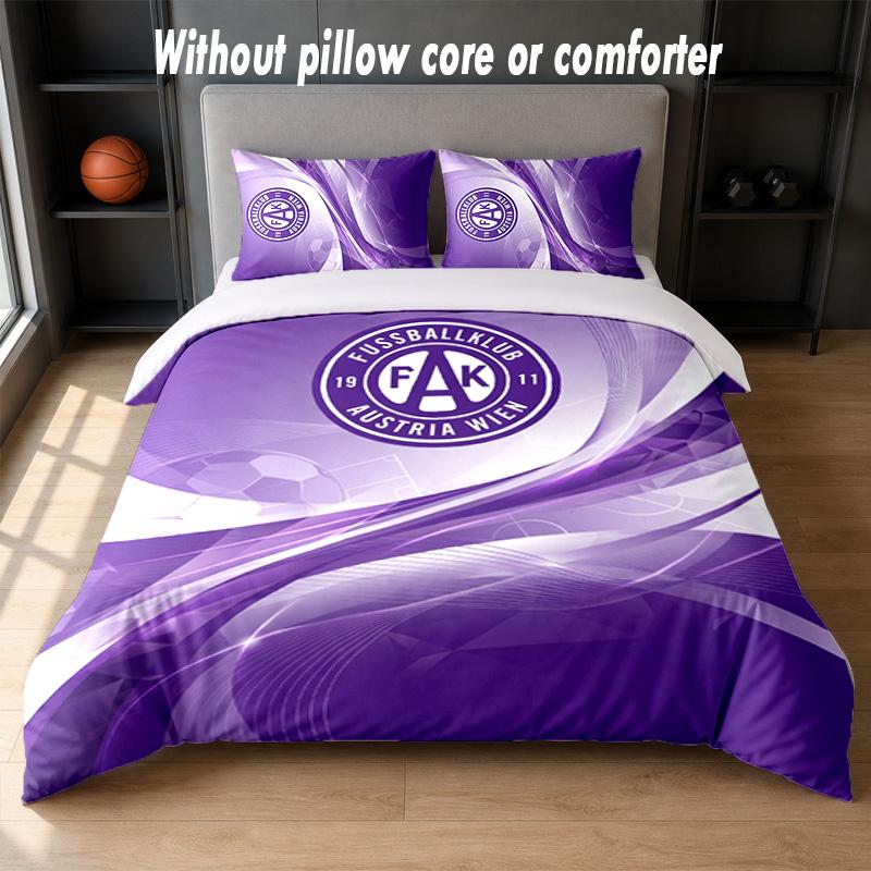 Austria Wien FC Design Bed Bedding Set 1 Duvet Cover + 2 Pillowcases Soft Breathable Household Bed Linens