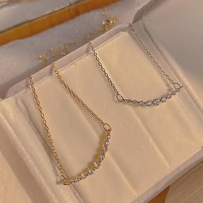 Women's Surgical Steel Cubic Curved Daily Necklace