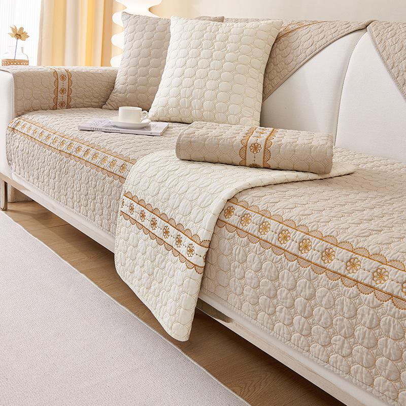 

Подушка для дивана из стираного хлопка, универсальная для всех сезонов, ткань из стираного хлопка, простой чехол для дивана, нескользящая подушка, утолщенная и универсальная. 90*210cm