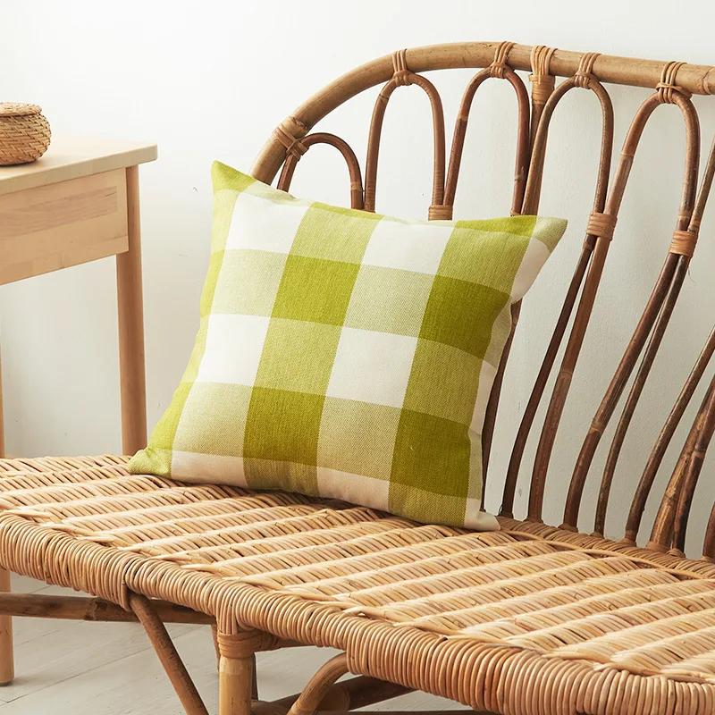 Yarn Dyed Striped Cotton and Linen Pillowcase Multi Color Plaid Pillowcase Household Pillowcase Cushion