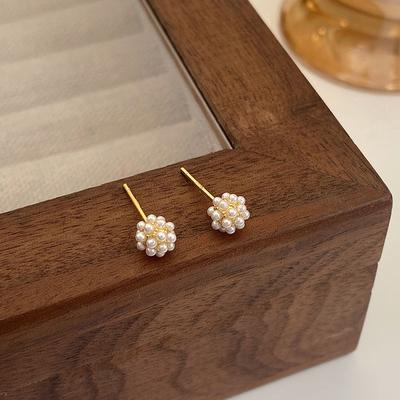 Small Pearl Ball Earrings Mini French Retro Niche Atmosphere New Style