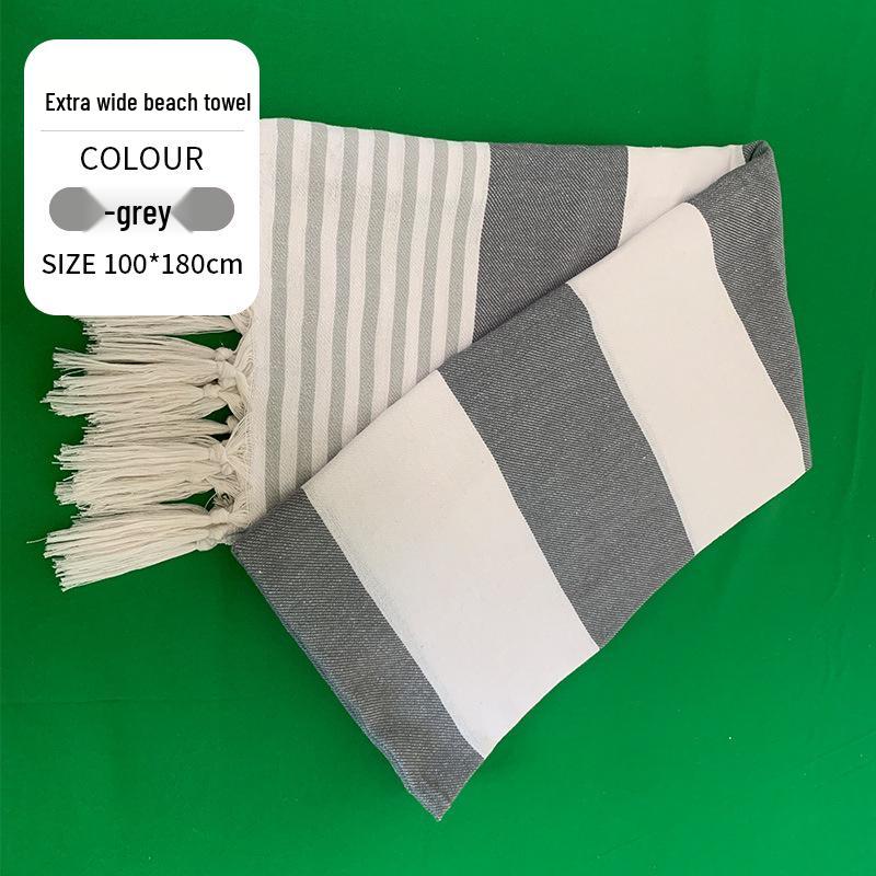 Large & Thick Tassel Turkish Beach Towel – Absorbent, Outdoor Sunscreen Bath Towel