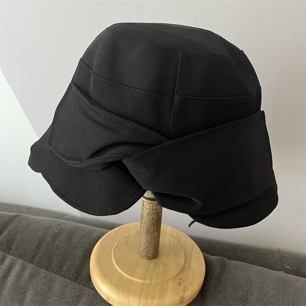 Hat women's autumn and winter new elegant temperament basin hat fashionable face small bucket hat foldable sun hat