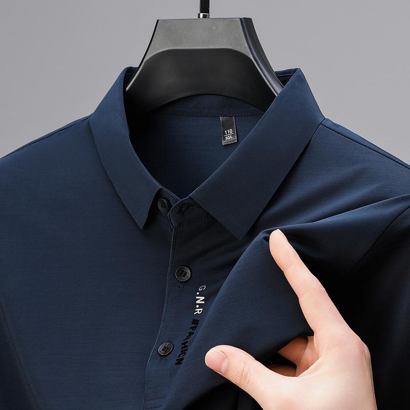 Ice Silk Short Sleeve Polo Shirt Business Men'S Casual Lapel Non-Ironing Thin Half Sleeve T-Shirt Men'S Clothing