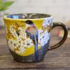 Waza no Kura Stylish Kutani Ware Coffee Mug with Yoshidaya Mountain Cherry Blossom and Bird Design, Ceramic, Luxury Brand, Made in Japan, Perfect as a