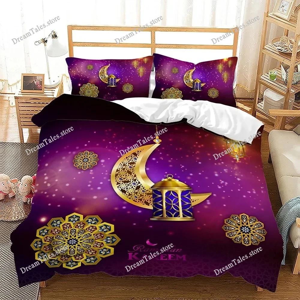Ramadán Arabská Noc Měsíc Hvězdy Lampa 3D Sada Povlečení Queen King Polyester Povlak na Přikrývku Povlaky na Polštáře Sady Povlaků na Peřinu Luxusní Dárek36