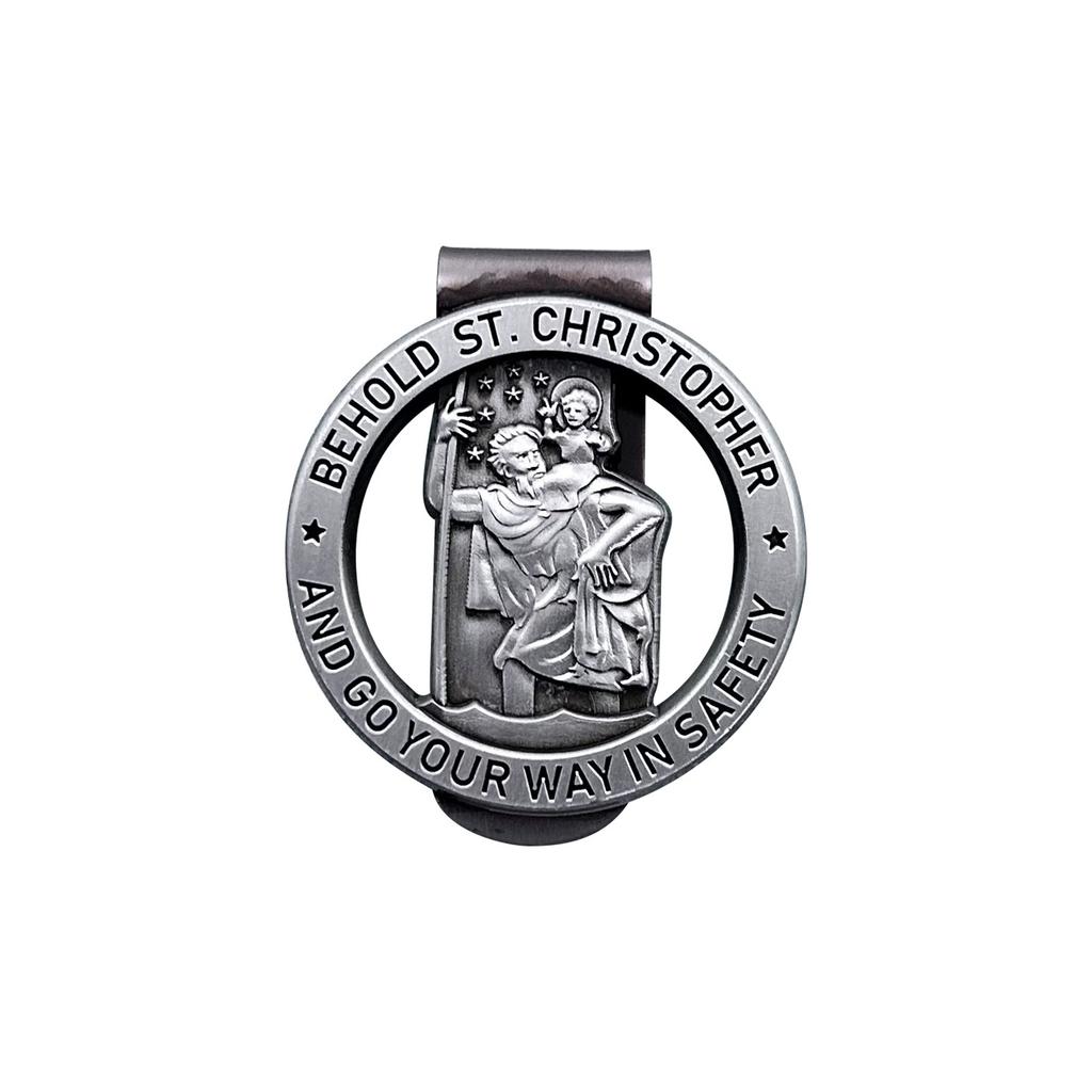 Religious Medal Clip Accessory Patron Saint Christopher Car Visor Clip for New Drivers Catholic Gift Pin Clip