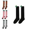 Cute Plush Christmas Socks For Kids Over The Knee Striped Cartoon Toy Socks