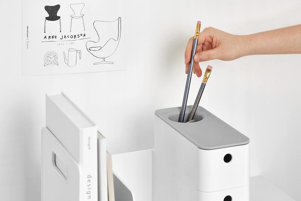 Teijin LITEM. Desk Organizer, Cool Gray, Multi-functional Book Stand, Pen Holder, Storage Box, Small Item Storage, Tabletop Storage, Stationery