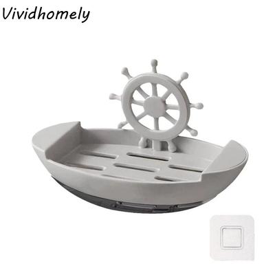 Decor Drainage Boat-Shaped Soap Dish Plastic Household Soap Holder Innovative Cartoon Soap Dish Bathroom