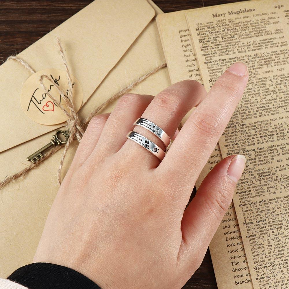 

Simple Korean Women Sun Moon Fashion Jewelry Couple Ring Finger Rings Open Ring