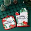 Polyester Oven Anti Scald Gloves Gift Microwave Oven Gloves Barbecue Printing Microwave Christmas Baking Heat Insulation Pad