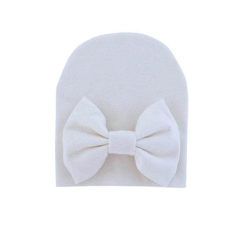 Cotton Solid Bowknot Beanie Newborn Baby Girl Knot Gorras Hat Bebe Bow Bonnet Warm Hat Double Layer Infant Cute Bow-tie Skullcap