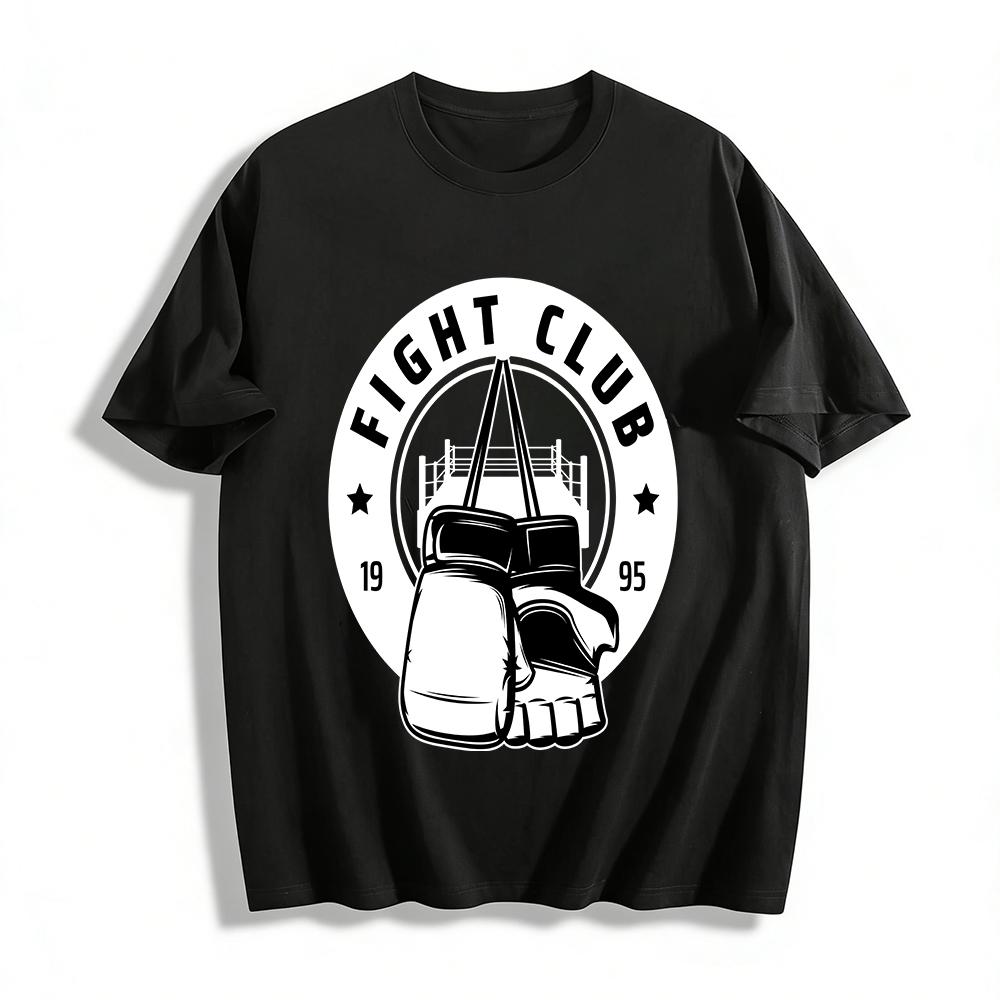 Vintage 1995 Fight Club Print T-Shirt Boxing Themed Casual Top Pure cotton T-shirt XXS
