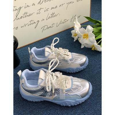Summer New Lace Pearl Thick-soled Breathable Casual Sneakers 5301