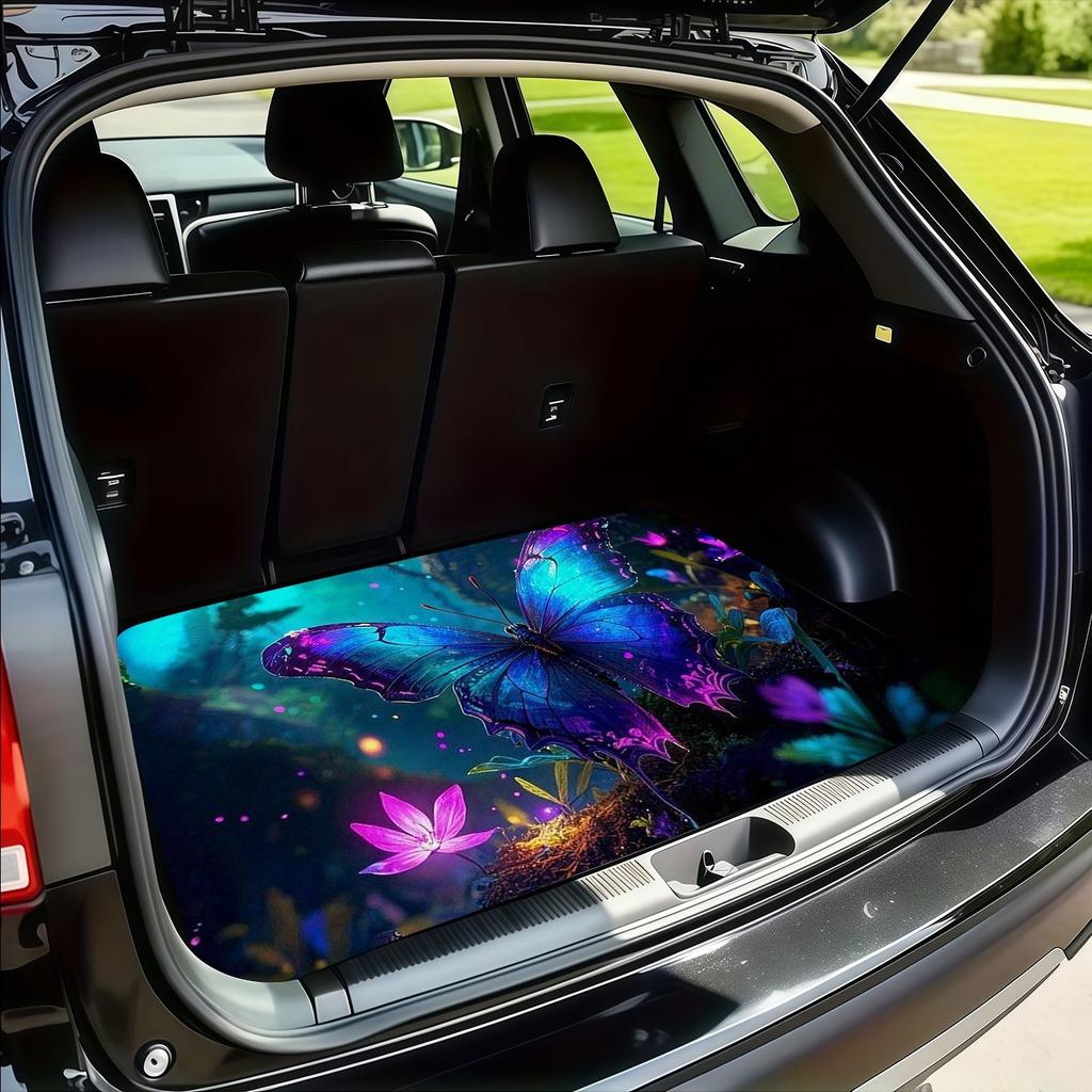 1Pcs Enchanted Butterfly Car Trunk Mat with Anti Slip Cargo Liner Waterproof Rear Storage Protector Floor Mat for SUV Sedan Vehi