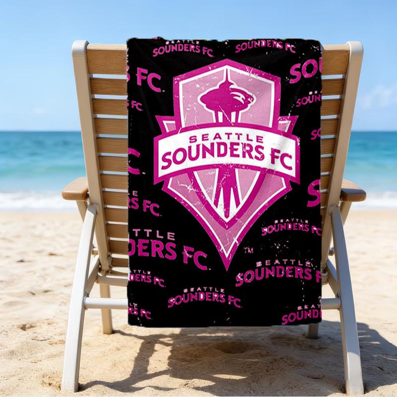 Sea-ttle Fc Logo Printed Beach Towel, Super Soft Microfiber, Perfect Gift Birthday, for Pool, Beach, Travel, for family and friends