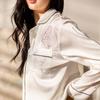 New ice silk pajamas women's spring and autumn thin high-end butterfly heavy industry hot diamond long-sleeved loungewear suit