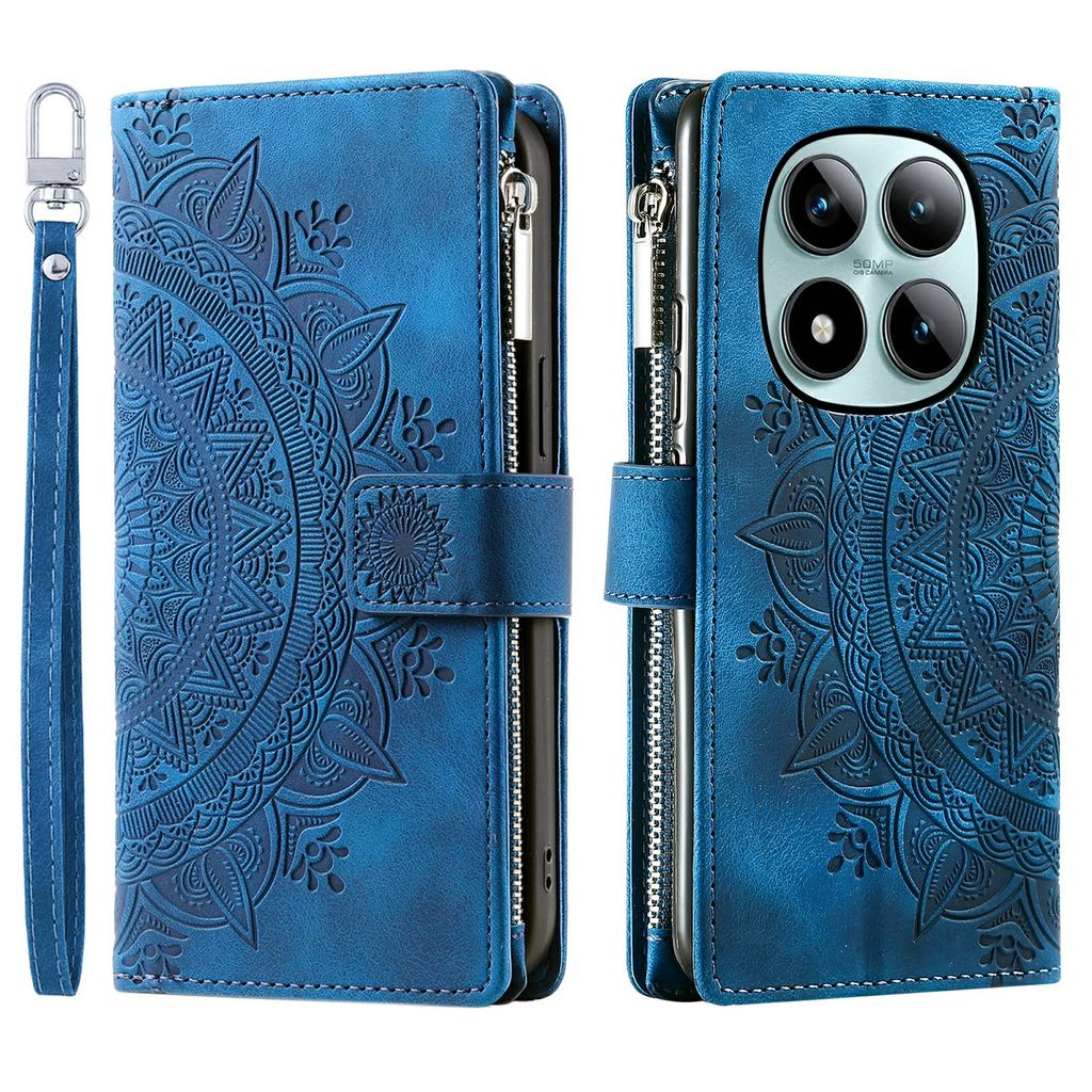 Pro Xiaomi Poco M8 Pro 5G/Redmi Note 15 Pro+ 5G (Globální) Peněženkové pouzdro Mandala květinový vzor PU kůže Kryt na telefon s poutkem na zápěstí