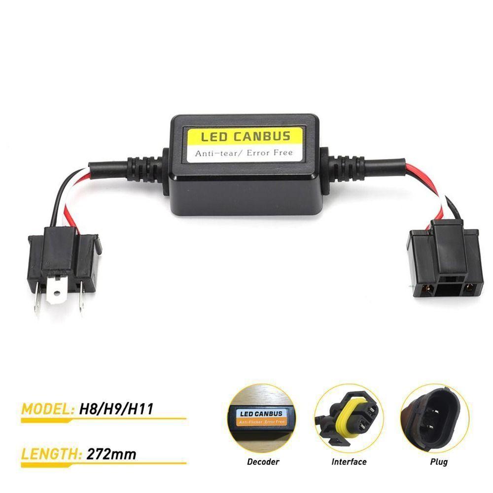 Black h1/h3/h4/h7/h8/h9/h11 Anti-Flicker Resistor Controller Fault Eliminator LED Canbus Decoder Automotive LED Decoder
