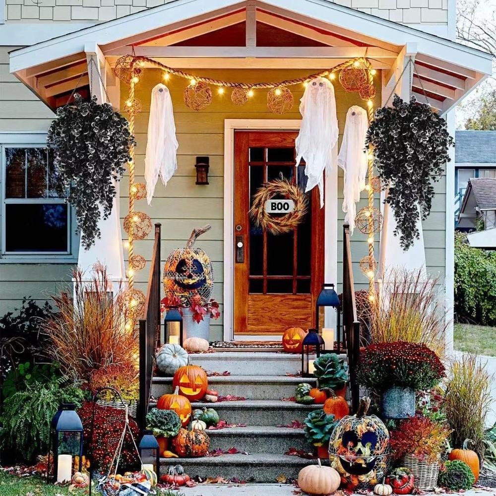 UV Resistant Hanging Plants Plastic Leaf Fake Plants Artificial Vines Plants Halloween Decoration