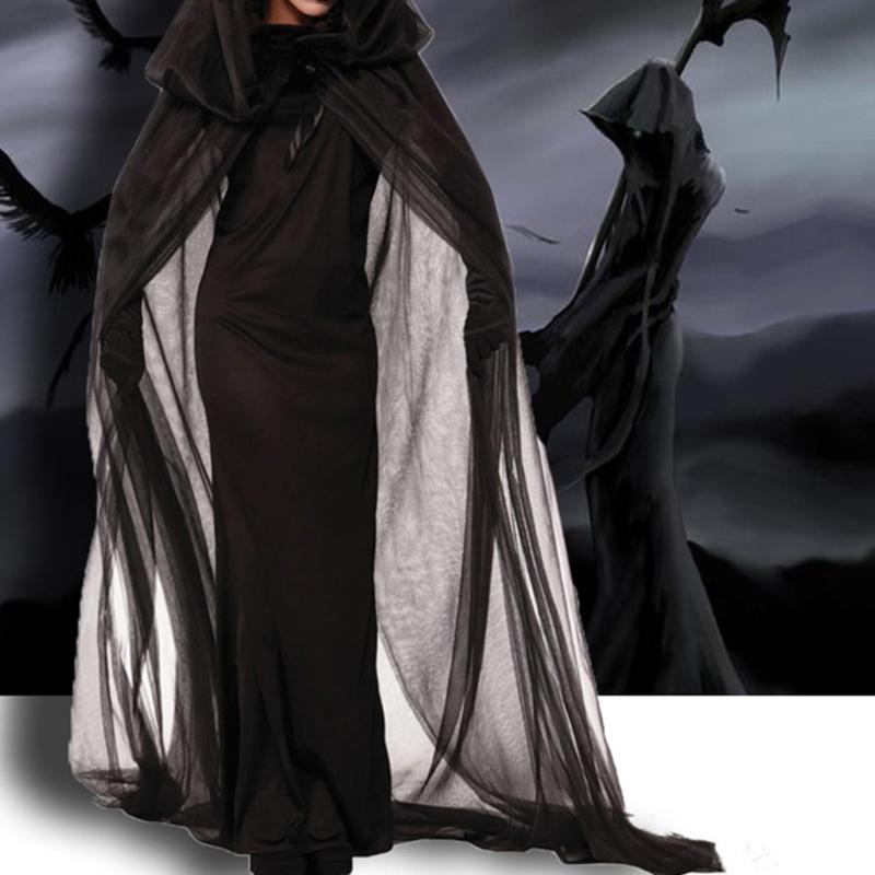Halloween Cosplay Costumes Death Hell Witch Devil for Vampire Uniform Black Long Dress Glove Cloak Party Carnival Masque