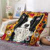 Border Collie Print Flannel Blanket, High Quality Comfortable for All Seasons, Home Decor, Warmth and Comfort, Perfect for Christmas Gifts