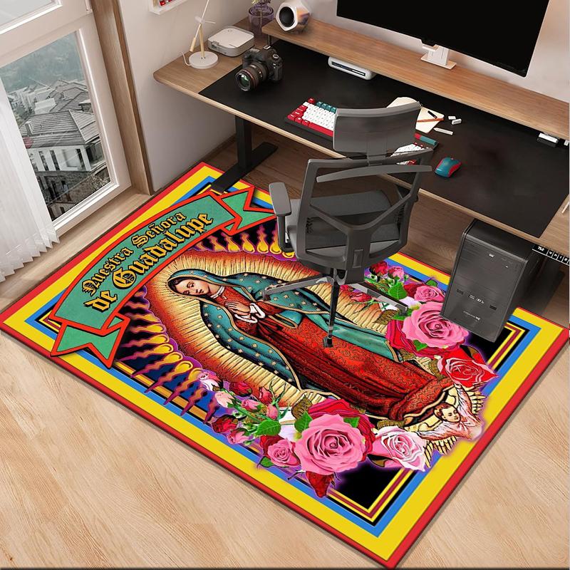 Our Lady Of Guadalupe Maria Office Rug Chair Mat, Entryway Carpet, Suitable for Front Door, Bedroom, Living Room, Desk, Holiday Gift