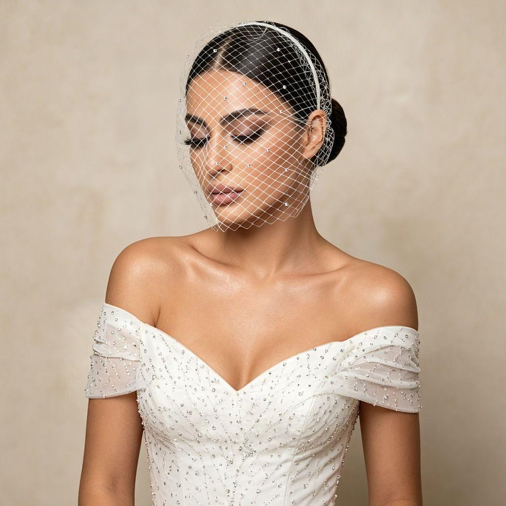 Rhinestone Bride Veils French Style Bridal Headwear Fashion Women's Headpieces Wedding Ceremony