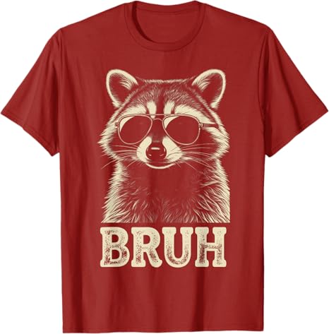 Cool Raccoon Sunglasses Bruh Funny Raccoon Lovers Boys Fashion Teens TShirt Novelty Gift Y2k Streetwear Cute Tee Cool Clothing S