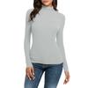 Women's Fashion Slim-Fit Stretch Base Layer Top Solid Colour Long-Sleeved Blouse