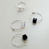 J.Lauren Swallow Cube Silver Ring Earrings M03945