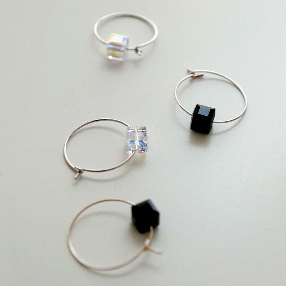 J.Lauren Swallow Cube Silver Ring Earrings M03945