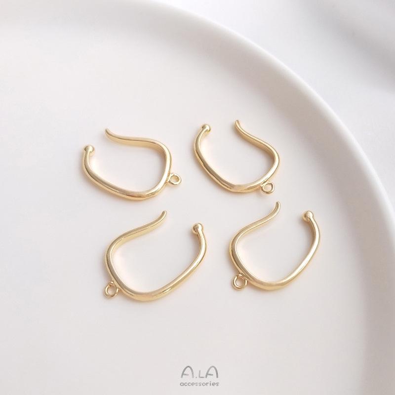 14K Gold Plated Colorfast Painless Handmade DIY Dangle Hoop Earrings with Openable Ear Hooks